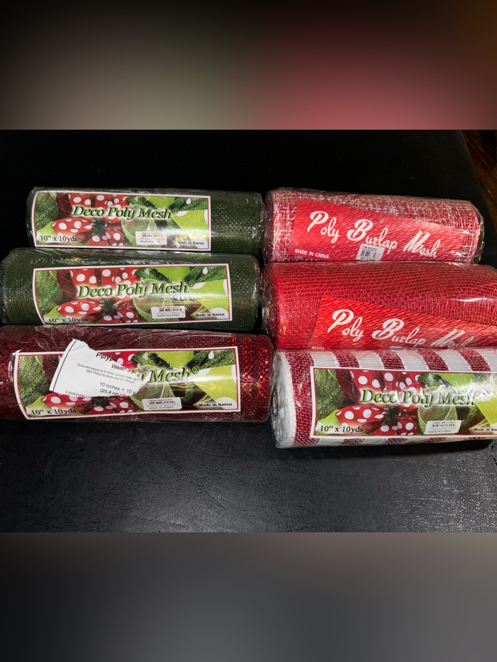 Deco mesh new lot of 6 Christmas Mesh crafts brand new 10x10 #8